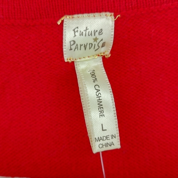 Future Paradiae Cashmere Red Cardigan Size Large - Picture 3 of 4